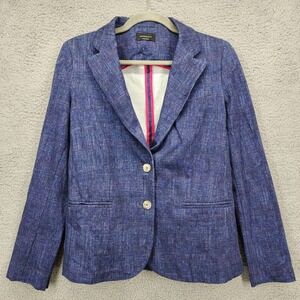 GOODMATCH Women's Size 42 US 10/12 Blue Textured Blazer Jacket Made in Italy
